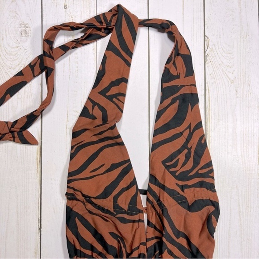 NWT Stone Fox Swim Lucia One Piece Swimsuit In Brown & Black Bengal Print | XS - Picture 9 of 13